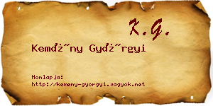 Kemény Györgyi névjegykártya